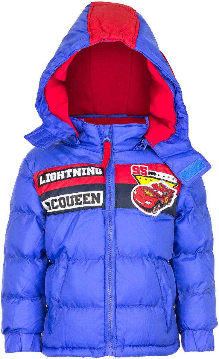 Disney Cars Winterjas - Blauw/Rood - Afneembare Capuchon - Waterafstotend - Maat 122/128