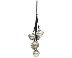 PTMD Kersthanger 30 cm - uimodel oudzilver - Xmas Mudi glass copper assorti onion hanger