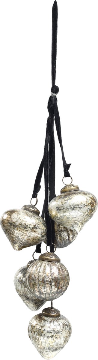 PTMD Kersthanger 30 cm - uimodel oudzilver - Xmas Mudi glass copper assorti onion hanger