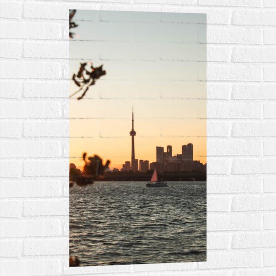 WallClassics - Muursticker - Toronto Tower - 50x100 cm Foto op Muursticker