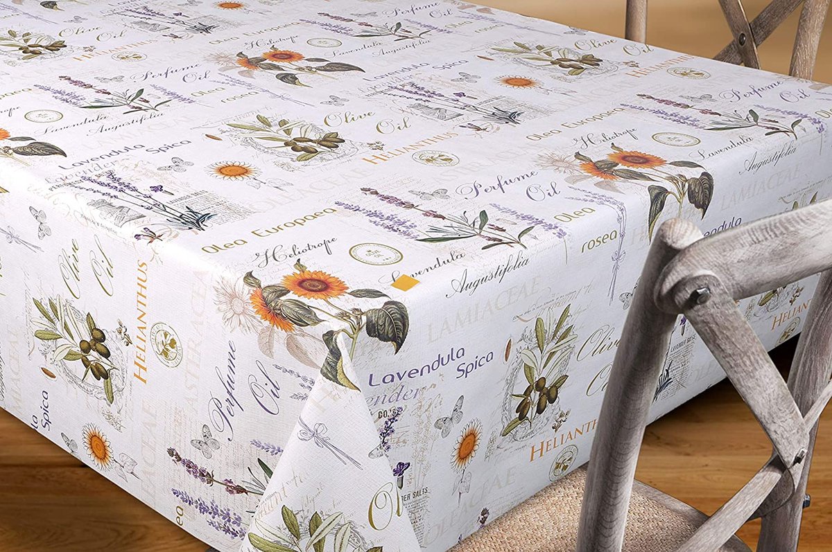 Kunststof tafelkleed kan worden schoongeveegd, tuintafelkleed ROND OVAAL VIERKANT, Provence, maat selecteren (Vierkant 140x100 cm)