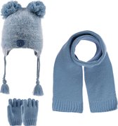 Kitti 3-Delig Winter Set | Muts met Fleecevoering - Sjaal - Handschoenen | 1-4 Jaar Jongens | 22160-09-04 Light Blue