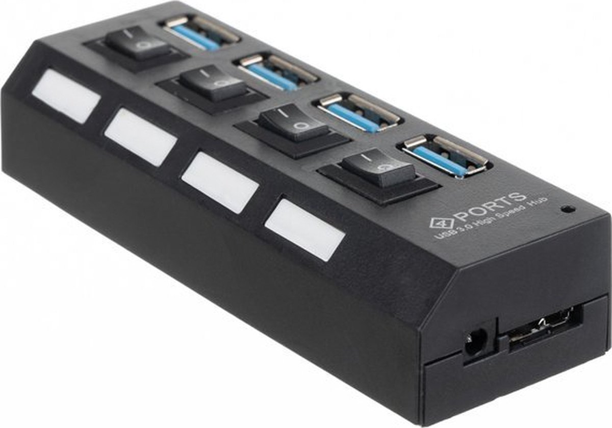 USB HUB 4 Poorten - USB 3.0 -USB Splitter - Zwart