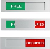 Schuifbordje kantoor Free Occupied XL - 130 mm x 35 mm x 4 mm - Bevestiging 3M tape - Met 4 mm dikte geen blok op je deur - Met aluminium schuif -Promessa-Design.
