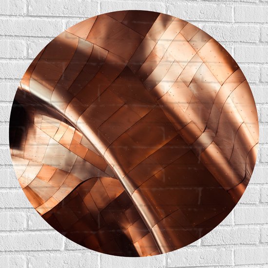WallClassics - Muursticker Cirkel - Bronzen Platen - 90x90 cm Foto op Muursticker