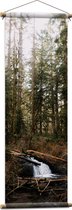 WallClassics - Textielposter - Kleine Natuur Waterval in het Bos - 40x120 cm Foto op Textiel