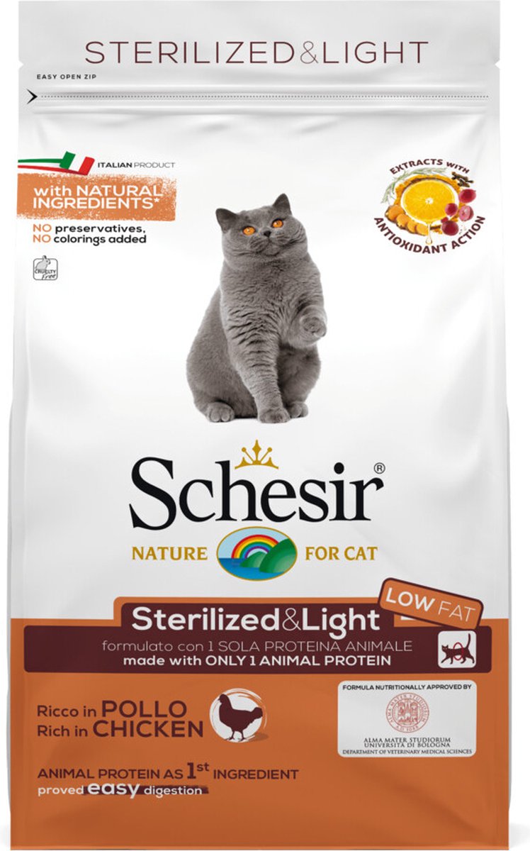 8x Schesir Kattenvoer Dry Sterilized Kip 400 gr