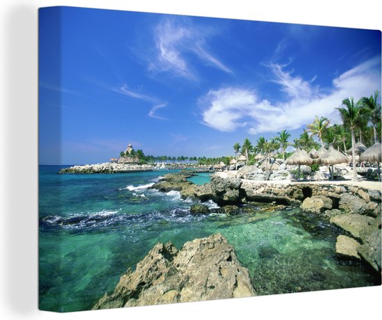 Rotsformaties in de zee Mexico Canvas 60x40 cm - Foto print op Canvas schilderij (Wanddecoratie)