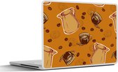 Laptop sticker - 10.1 inch - Koffie - Patronen - Koffiebonen - 25x18cm - Laptopstickers - Laptop skin - Cover