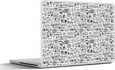 Laptop sticker - 14 inch - Doodle - Zwart Wit - Patroon - 32x5x23x5cm - Laptopstickers - Laptop skin - Cover