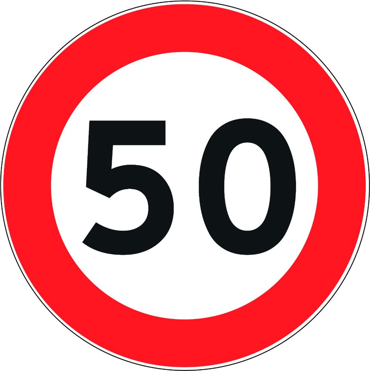 50km per uur sticker 30cm - Snelheidssticker 50km per uur - Verbodssticker - 50km sticker - Sticker voor binnen en buiten - Waterproof