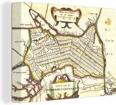 Canvas Schilderij Kaart - Heerhugowaard - Vintage - 80x60 cm - Wanddecoratie