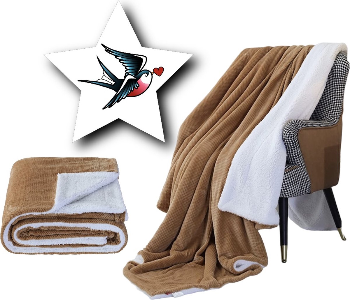 Sochow Deken – Woonkamer Slaapkamer – Fleece Deken – Premium Winter Deken voor bed en bank 220 x 240cm Camel