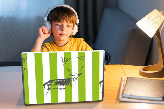 Autocollant pour ordinateur portable - 14 pouces - Motif - Cerf - Rayures - 32x5x23x5cm - Autocollants pour ordinateur portable - Peau pour ordinateur portable - Couverture