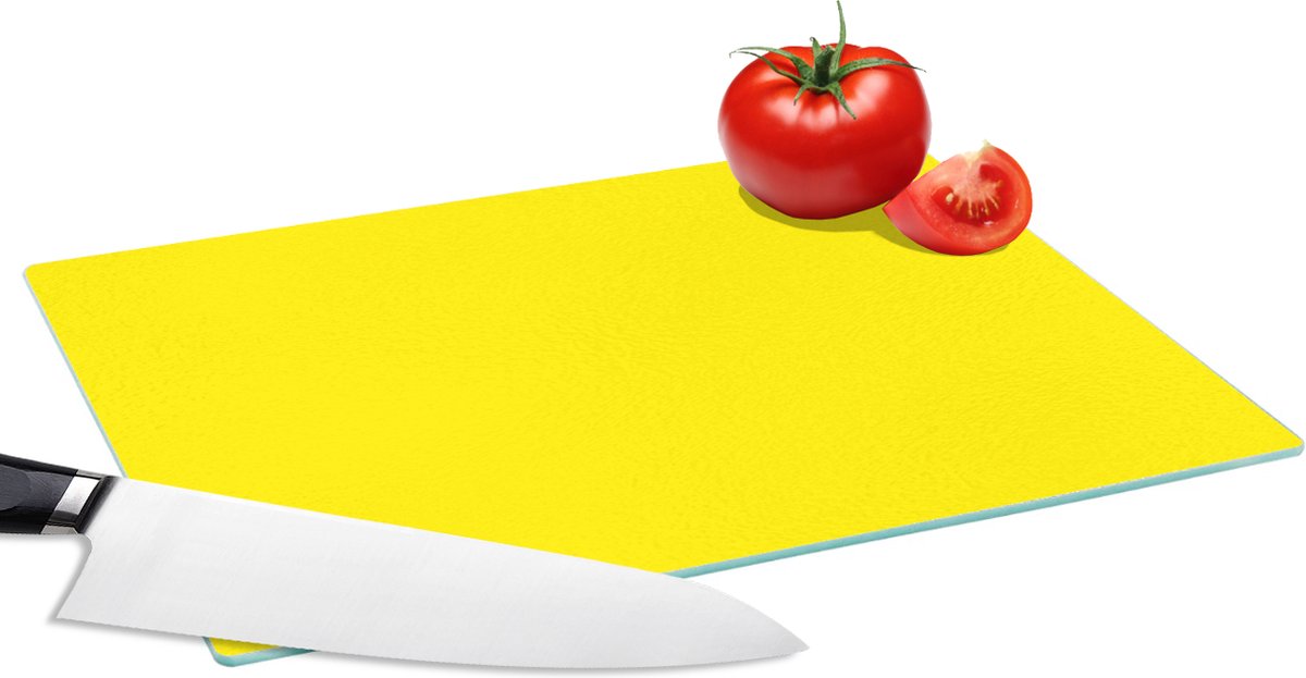 Glazen Snijplank - 28x20 - Geel - Citroen - Neon - Kleuren - Snijplanken Glas