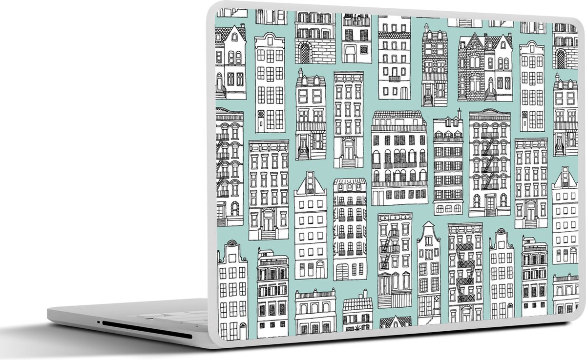 Laptop sticker - 17.3 inch - Patronen - Huizen - Scandinavisch - 40x30cm - Laptopstickers - Laptop skin - Cover