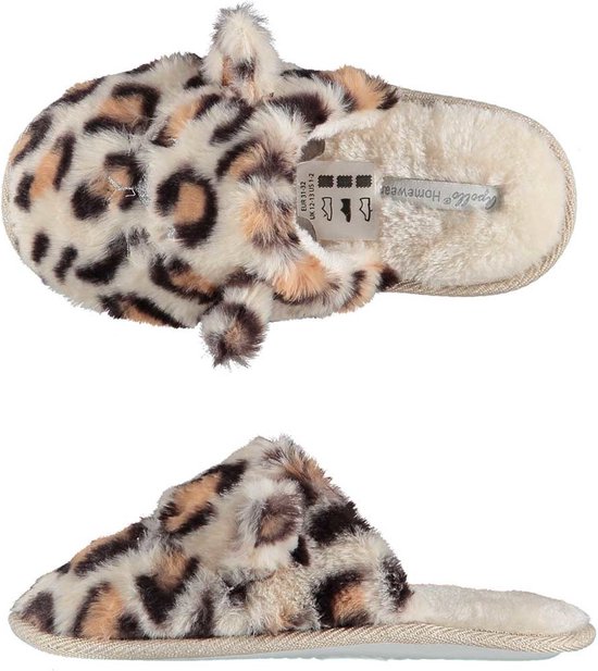 Meisjes instap slippers/pantoffels luipaard print maat 31-32