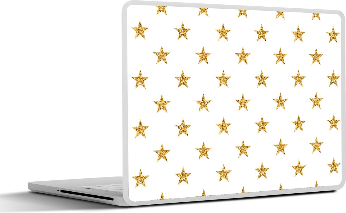 Laptop sticker - 15.6 inch - Sterren - Glitter - Goud - Design - Kerst - 36x27,5cm - Laptopstickers - Laptop skin - Cover - Kerst - Cadeau - Kerstcadeau voor mannen en voor vrouwen