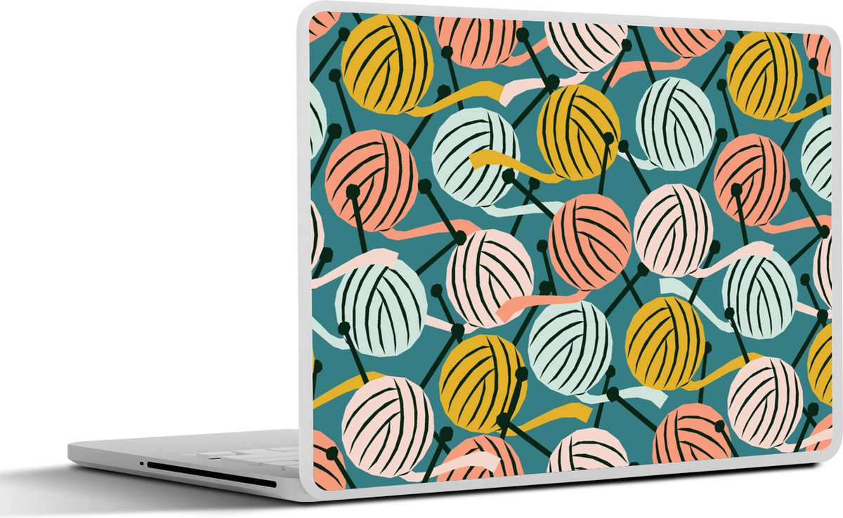 Laptop sticker - 15.6 inch - Breien - Wol - Patronen - 36x27,5cm - Laptopstickers - Laptop skin - Cover