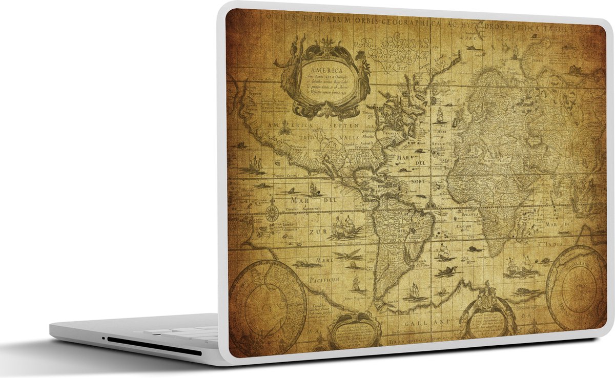 Laptop sticker - 11.6 inch - Wereldkaart - Vintage - Geschiedenis - Kinderen - Jongens - Meisjes - 30x21cm - Laptopstickers - Laptop skin - Cover