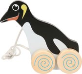 Houten trekdiertje pinguin 13 cm