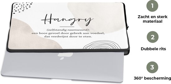 Housse pour ordinateur portable 15,6 pouces - Hangry - Dictons - Définition Hangry - Dictionnaire - Citations - Housse pour ordinateur portable - Dimensions intérieures 39,5x29,5 cm - Dos noir