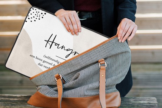 Housse pour ordinateur portable 15,6 pouces - Hangry - Dictons - Définition Hangry - Dictionnaire - Citations - Housse pour ordinateur portable - Dimensions intérieures 39,5x29,5 cm - Dos noir