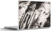 Laptop sticker - 14 inch - Pampasgras - Zwart - Wit - Plant - 32x5x23x5cm - Laptopstickers - Laptop skin - Cover