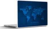 Laptop sticker - 12.3 inch - Wereldkaart - Simpel - Blauw - 30x22cm - Laptopstickers - Laptop skin - Cover