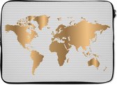 Laptophoes 14 inch 36x26 cm - Eigen Wereldkaarten - Macbook & Laptop sleeve Wereldkaart Goud Golven - Laptop hoes met foto