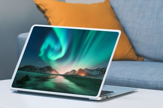 Laptop sticker - 17.3 inch - Noorderlicht - Sterren - Landschap - Winter - 40x30cm - Laptopstickers - Laptop skin - Cover