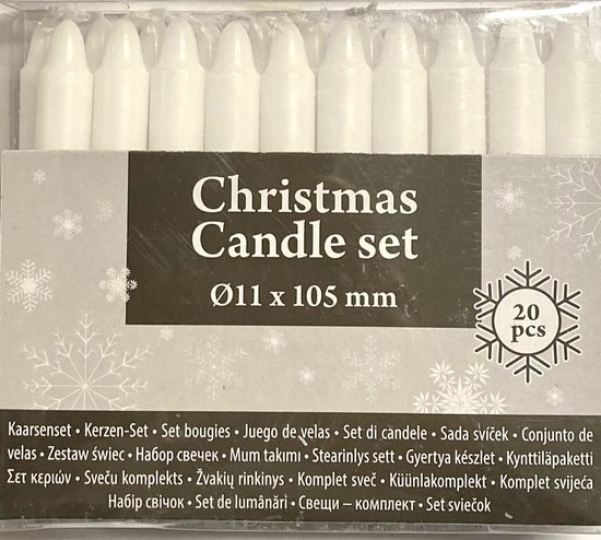 Kerstboomkaarsjes 20 stuks wit - kerstboomkaars kaarsen set voor kerstboom