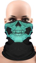 Masque tête de mort - Masque bivouac - Foulard tête de mort - Cagoule - Foulard tête de mort - Vert - Mondkap - Masque moto - Masque ski - Tête de mort