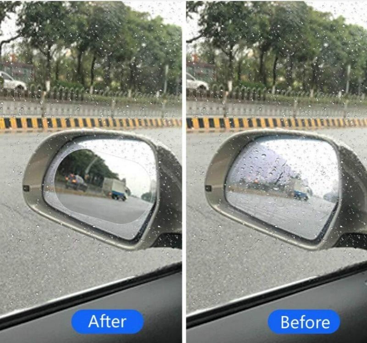 Regenproof sticker zijspiegel auto beter zicht tijdens regen