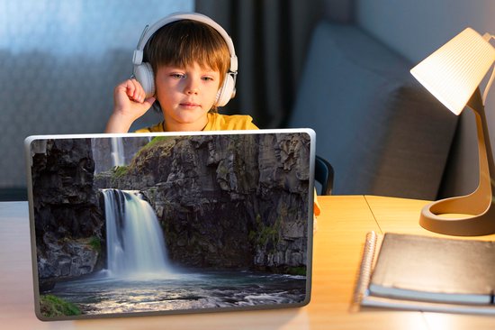 Laptop sticker - 15.6 inch - Waterval - Water - Rotsen - 36x27,5cm - Laptopstickers - Laptop skin - Cover
