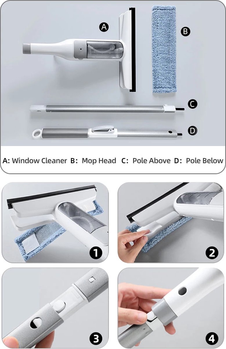 Douche Trekker Roestvrij Vloertrekker met Steel Vloerwisser