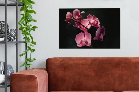 Toile Peinture Plantes - Orchidée - Fleurs - Rose - 90x60 cm - Décoration murale