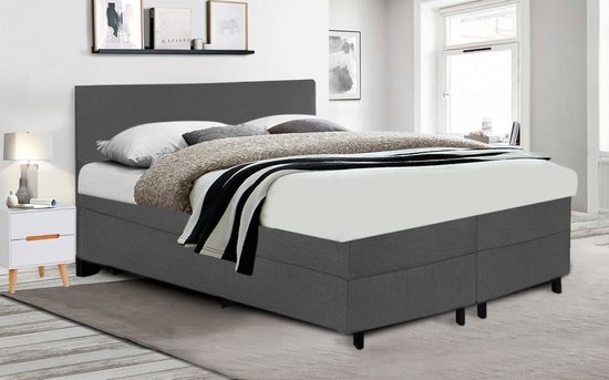 Sommier tapissier 160x200 avec assemblage à domicile - Ensemble complet avec matelas - Anthracite