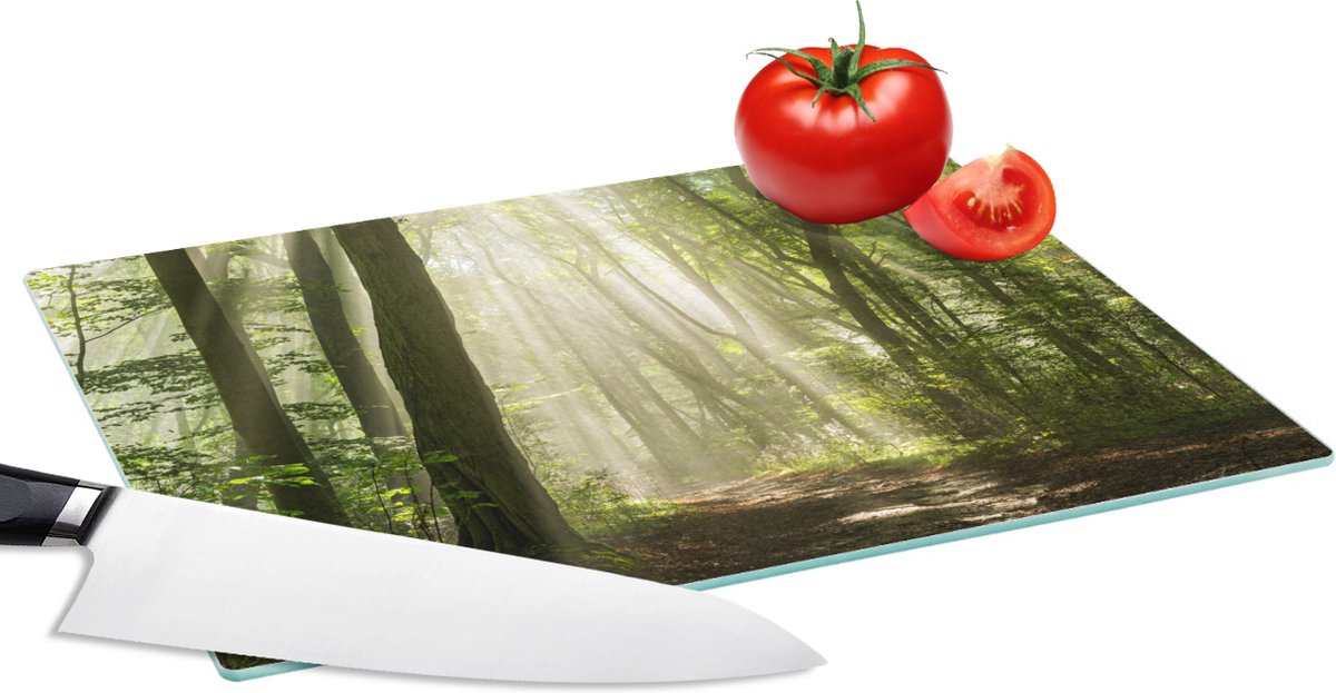 Glazen Snijplank - 28x20 - Bos - Licht - Natuur - Landschap - Snijplanken Glas