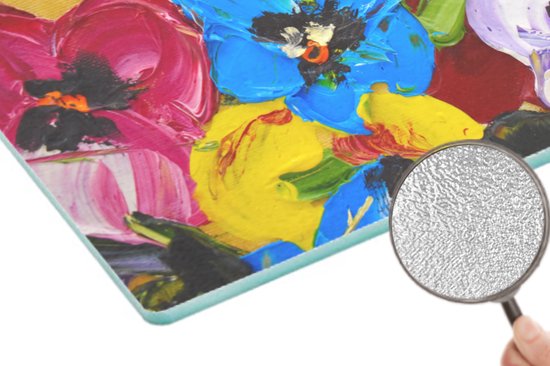 Planche à découper en Verres - 39x28 - Huile - Peinture - Fleurs - Planches à découper en Glas