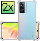 Hoes Geschikt voor OPPO A57 Hoesje Siliconen Cover Shock Proof Back Case Shockproof Hoes - Transparant - 2x