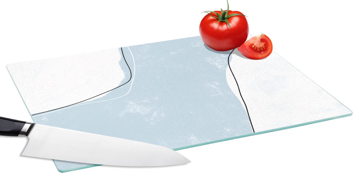 Glazen Snijplank - 39x28 - Blauw - Minimalisme - Abstract - Snijplanken Glas