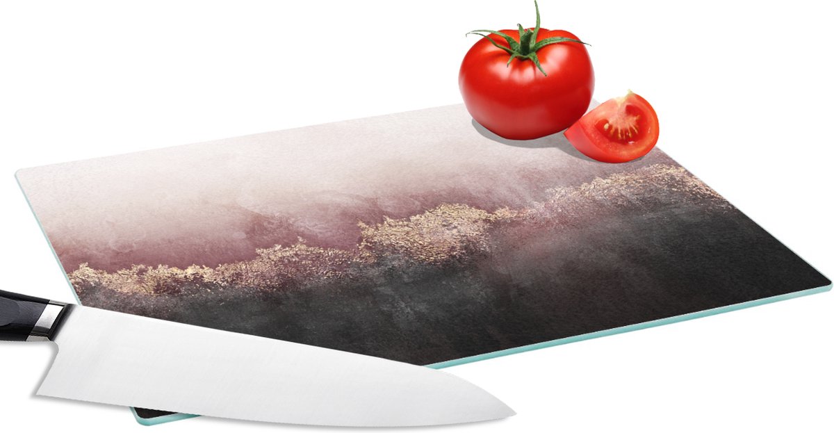 Glazen Snijplank - 28x20 - Glitter - Goud - Abstract - Snijplanken Glas