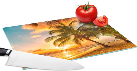 Planche à Découper En Verre Peinture Mer Et Vagues - Lot De 2 - 40x52 Cm - Neuf