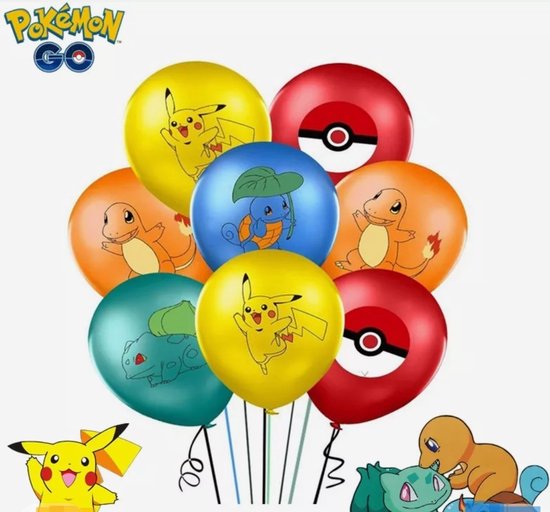 Pokémon Verjaardag Versiering - Pikachu Themafeest - Kinderfeestje - Kinderpartijtje - Pokémon ballonnen - Pokémon Ballon - Pokémon Feest - 10 Ballonnen - Pokémon Decoratie - Birthday Decoration
