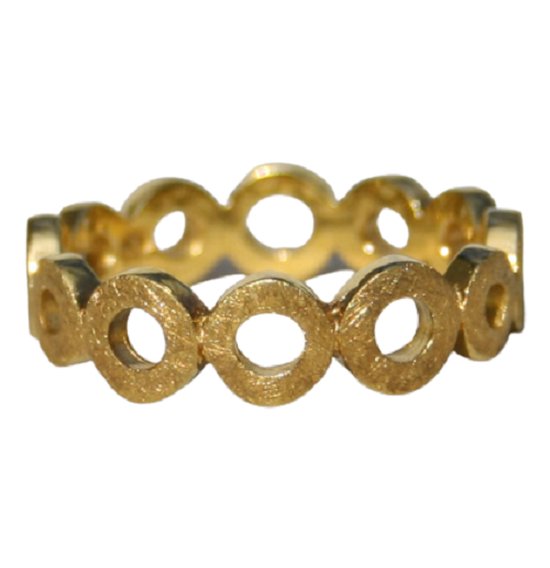 Schitterende 14K Vergulde Zilveren Ring Donut 16.50 mm.  (maat 52)