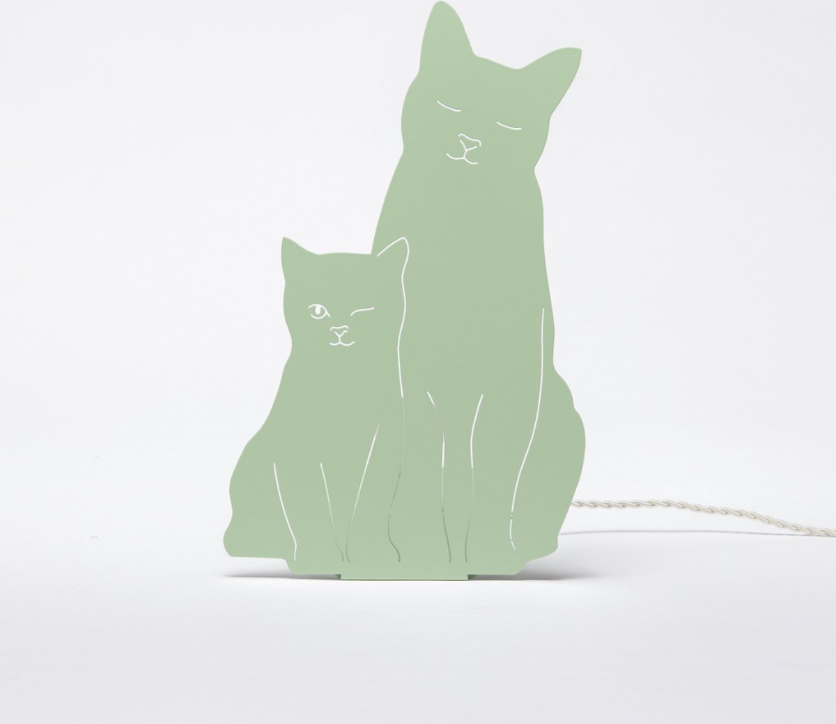 Goodnight Light Decoupage Lamp Kitties - Mint