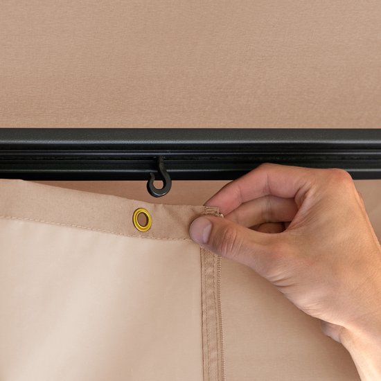 Tuinpaviljoen 3x4 m aluminium premium ca. 220 g/m² dakzeil waterdicht paviljoen 4 zijwanden taupe tuintent ca. 9x9 cm profiel