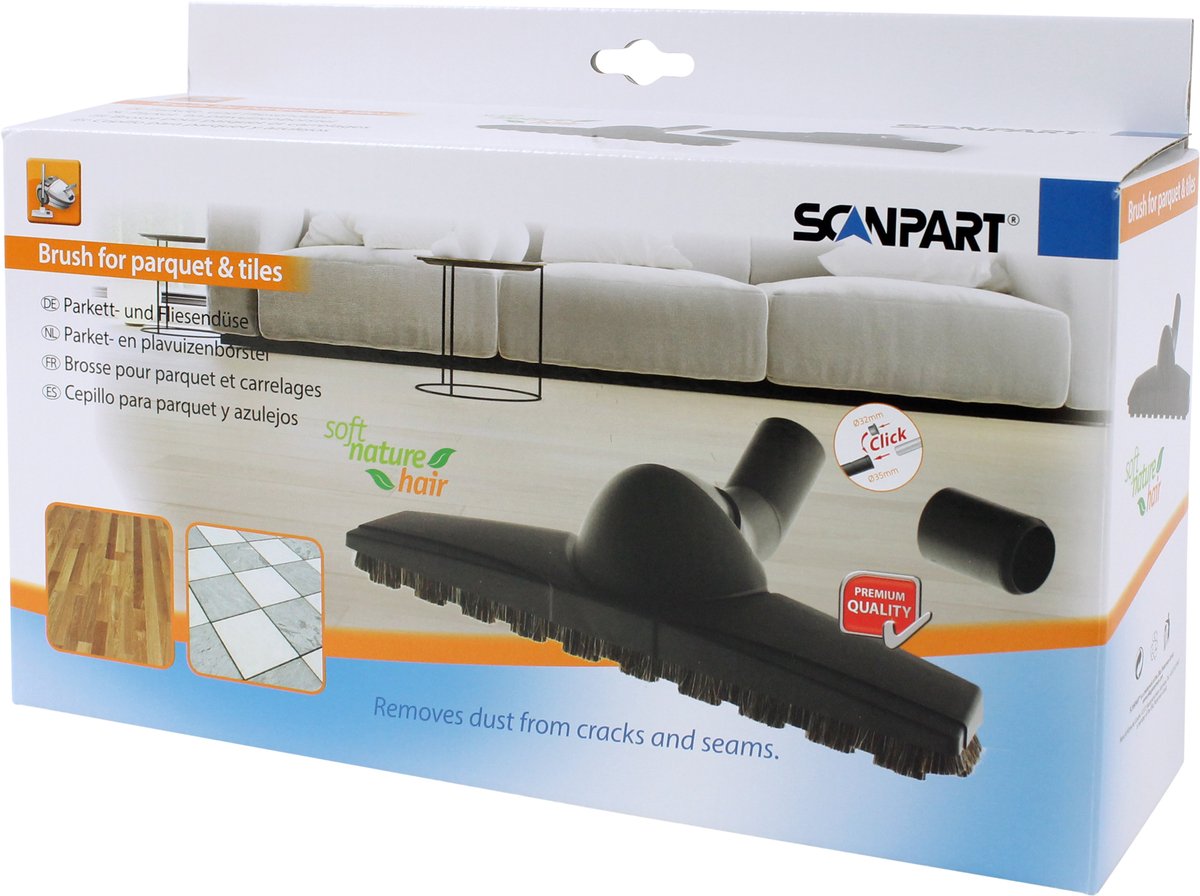 Scanpart parketborstel 32 en 35 mm - Geschikt voor Miele S227-S299 S300 S400 S500 S600 S700 S800 S2000 S4000 S5000 S6000 S8000 Blizzard CX1 Classic Compact Complete C1 C2 C3 - Alternatief voor SBB300-3 PQ Twister - Universeel