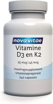 Nova Vitae - Vitamine D3 en K2 - 240 capsules